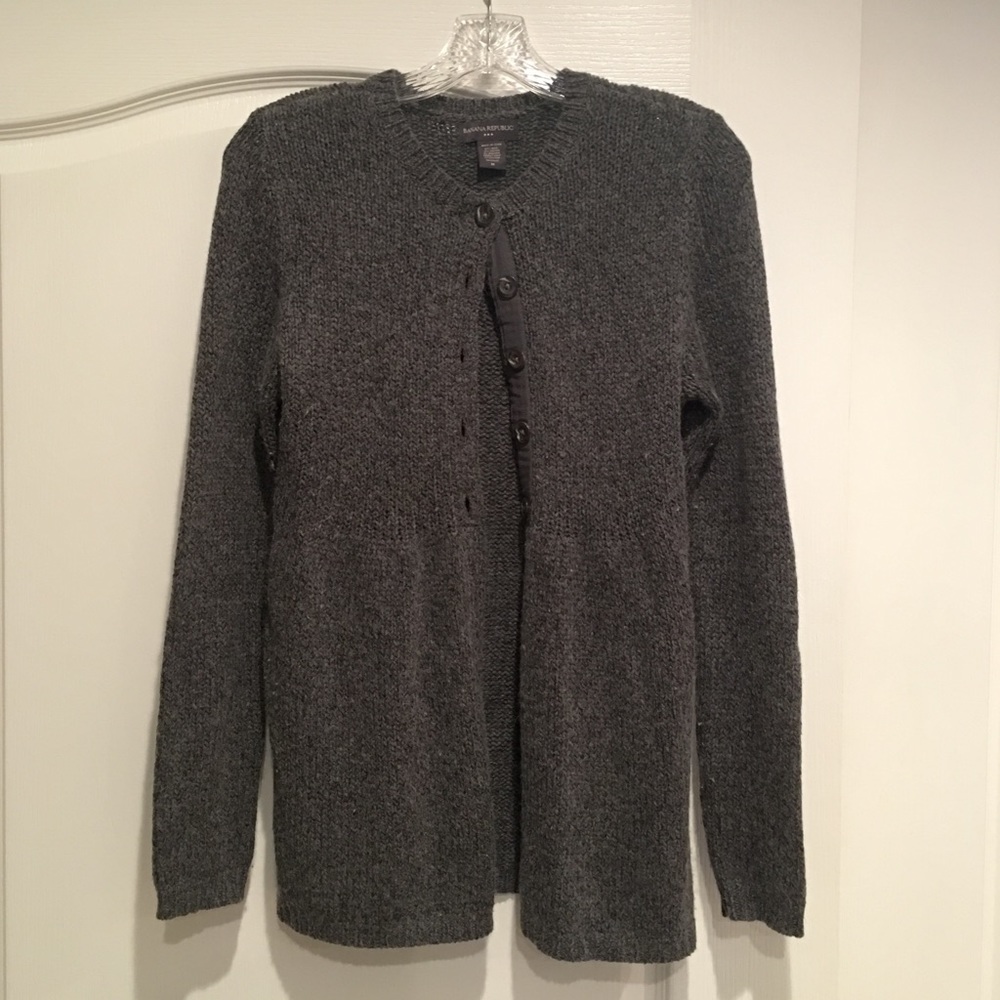 Banana Republic Grey Open Front Wool Cardigan